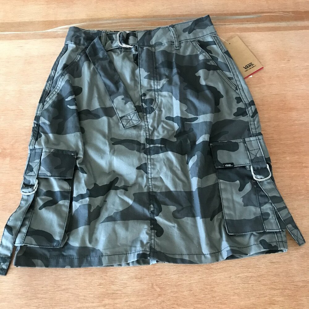 Vans Cobra Cargo Skirt Women 24 Green Camouflage Belted Pocket Mini Outdoor